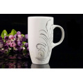 White Ceramic Travel Mug 20oz with Lid, BPA Free, Microwave Oven and Dishwasher Safe